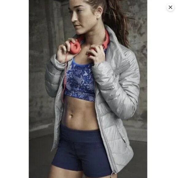 Athleta Downalicious Goose Down Jacket -‎ Earthy Greyish Blue - Picture 1 of 14